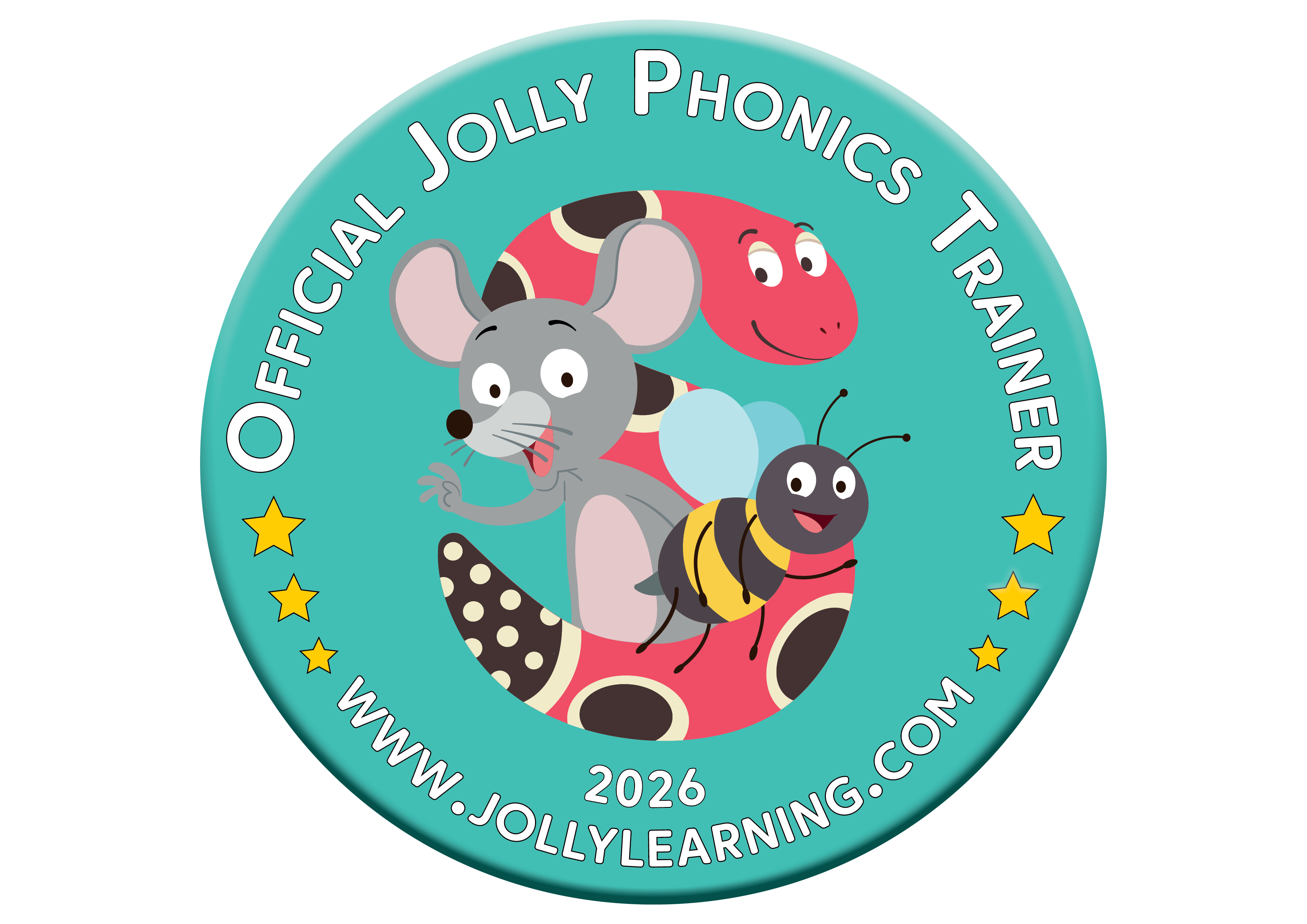 Official Jolly Phonics trainer badge, 2026
